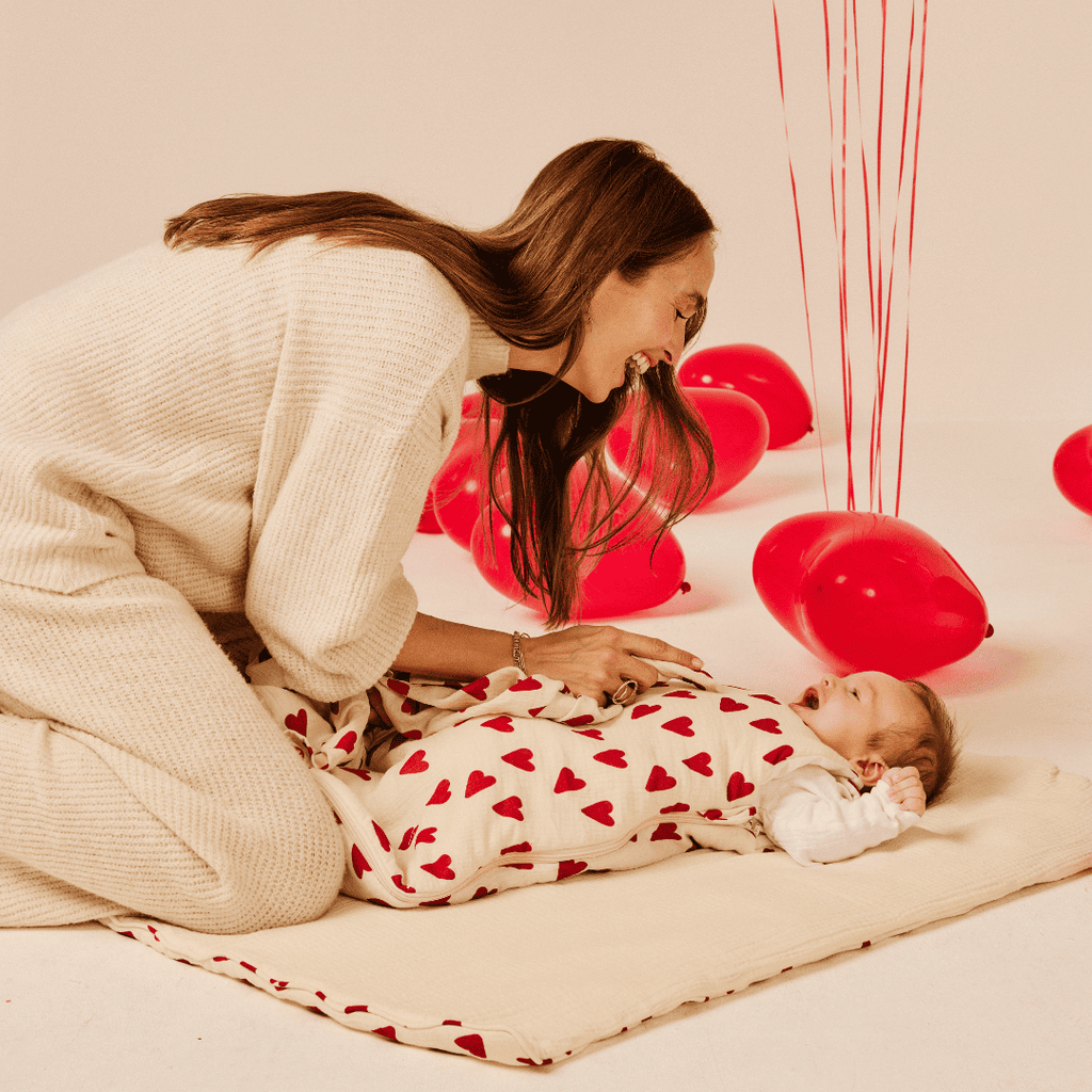 Couverture double gaze - Coeur